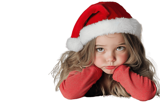 Girl in santa hat on transparent background png