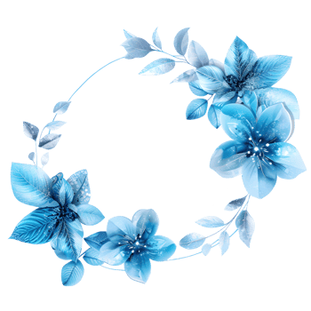 Blue flower circle frame png