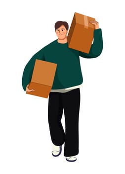 Boy Carrying Box vector