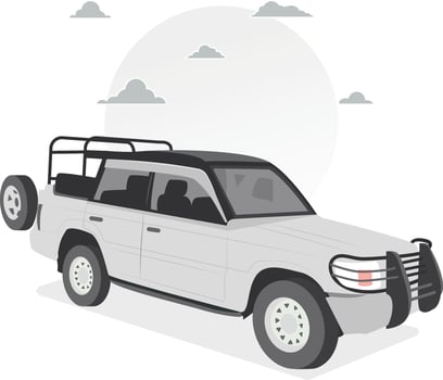 Adventure trip on the mountain white zip car. Cander Gari in Bangladesh. vector