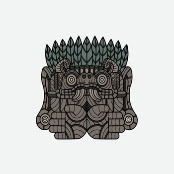 ancient astec statue drawing artwork handmade illustration vector