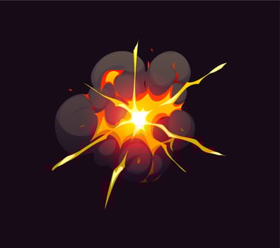 Bomb blast explosion effect, cartoon boom cloud vector