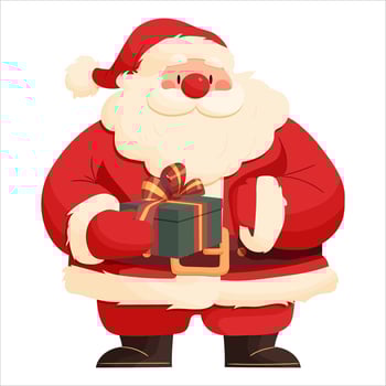 Santa Claus with a gift in his hands. vector
