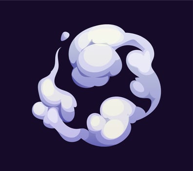Cartoon white smoke cloud drifts through the air vector