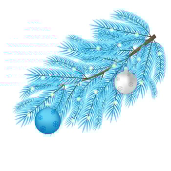 Christmas blue Christmas tree branch with toys vector