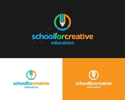 Pencil Drawing Kids School Education Creativity Colorful Circle Logo Design Illustration vector