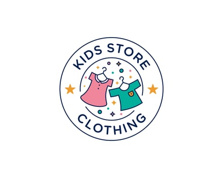 Children Clothing Kids Store Baby Clothes Garment Shop Circle Emblem Logo Design Illustration vector
