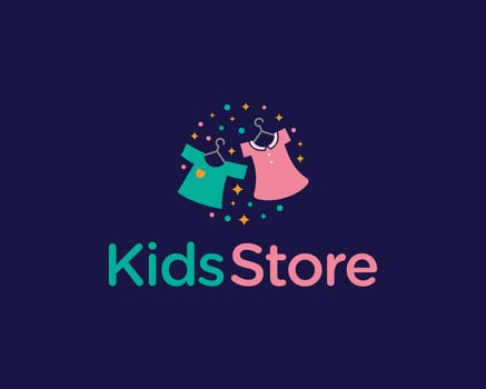 Children Clothing Kids Store Baby Boy Girl Clothes Garment Shop Logo Design Illustration vector