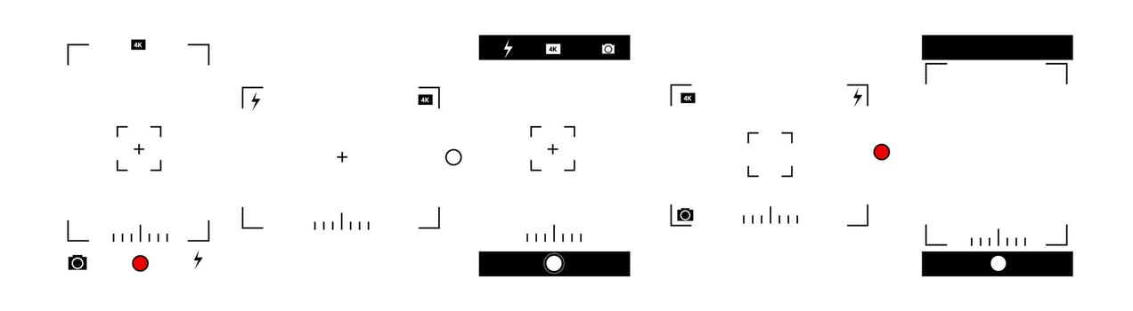 amera app interface with photo and settings. vector