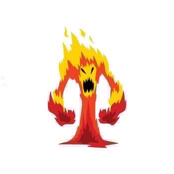 Furious Fire Monster, Fantasy Mystic Creature Cartoon Character Illustration vector
