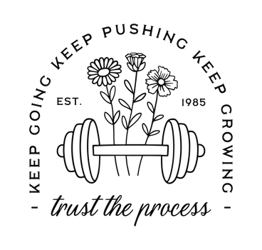 Gym girl trust the process motivational quotes working out weight lifting keep going growth mindset floral dumbbell aesthetic healthy lifestyle shirt design drawing transparent background png