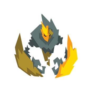 Fantasy Mystic Fire Stone Elemental Monster Creature Illustration vector