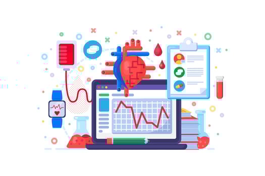 Cardiology Research And Remote Diagnostics Concept vector