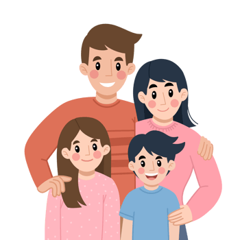 Illustration of a happy family portrait png