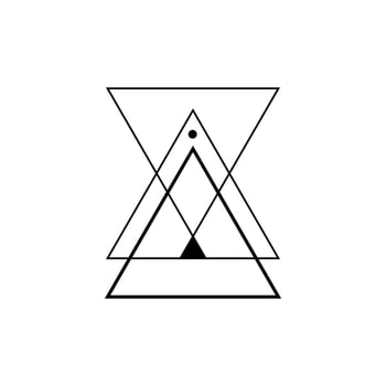 Mystic triangle with pentagram and merkabah symbols. vector