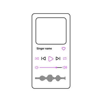 Gradient player with colorful controls for playlist and playback. vector