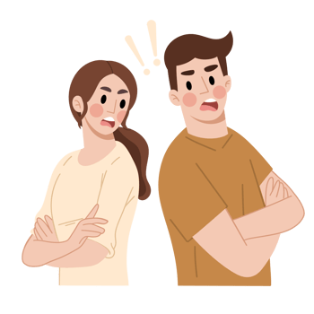 Illustration of a couple arguing png