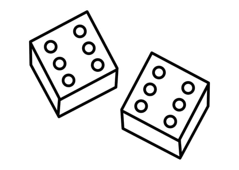 Hand drawn cute outline illustration of two dice showing six. Flat lucky line art doodle. Make a wish. Fortune in game. Gamble bet icon or sticker. Superstition symbol. Hope for best. Isolated. vector