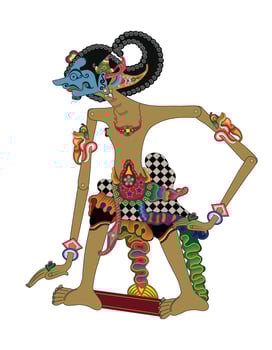 Antasena wayang puppet, indonesian puppet shadow show, illustration style. vector