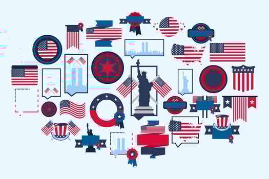 USA Flag Independence Day Elements Set vector