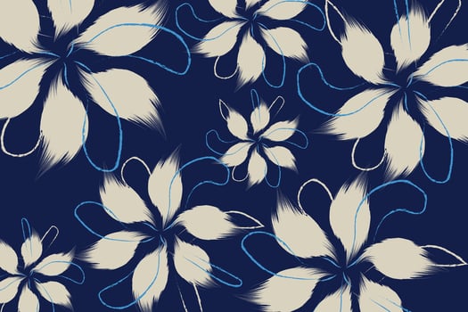 Seamless blue Flowers texture for clothes pattern, dark blue textile art illustration vector