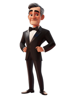 A cartoon man in a tuxedo png
