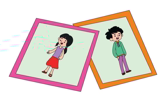 Children in the photo frames vector