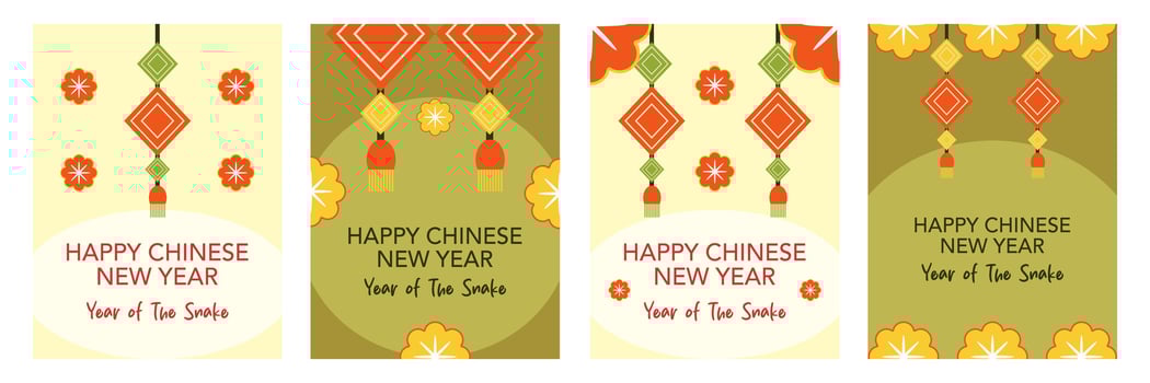 Set of Happy Chinese New Year greeting with asian elements illustration on green and bright background for banner, poster and card. vector
