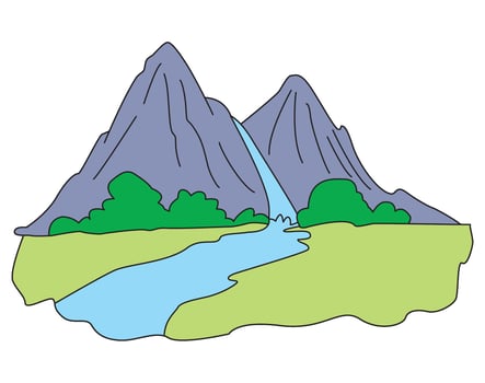 Isolated water fall landscape vector
