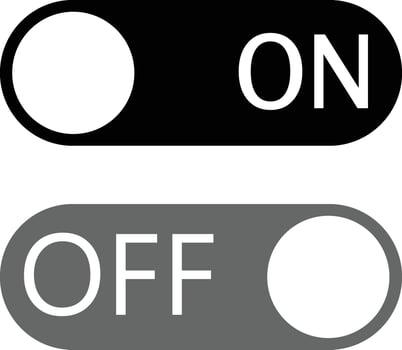 On Off Switch Toggle Buttons Black, Gray, Simple UI Design vector