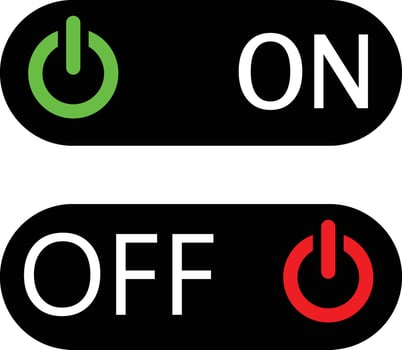 Green On, Red Off Power Button Switch Status Indicators vector