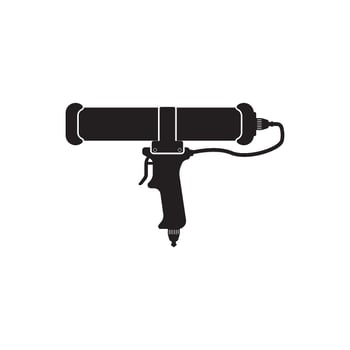A black and white illustration of a gun. vector