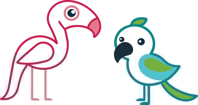 Two Cute Birds Line Art Illustration vector