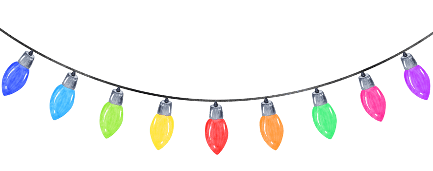 watercolor garland with color light bulbs isolated. Christmas and birthday decoration. Holiday greeting cards border png