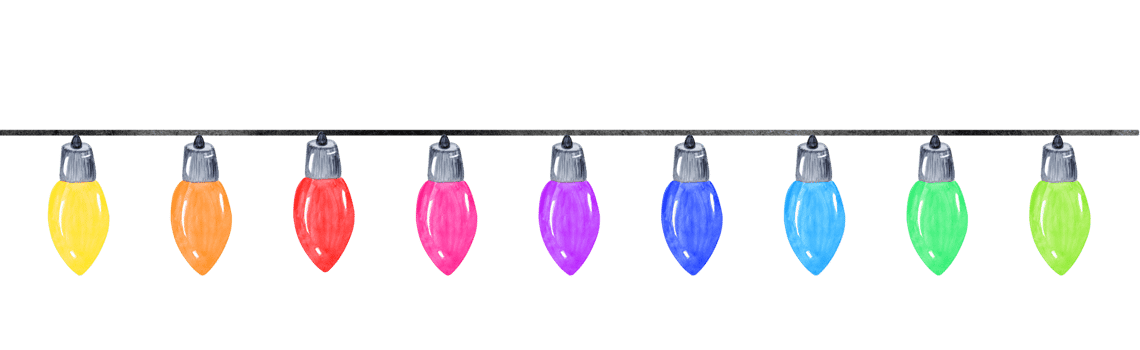 watercolor multicolor glowing garland with lightbulbs isolated png