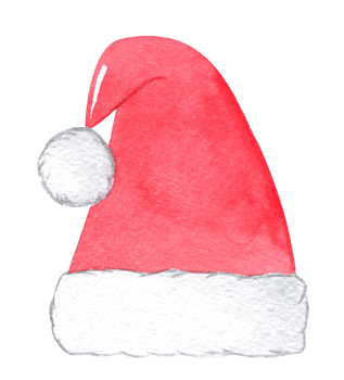 watercolor red santa cone hat isolated png