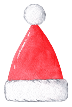 watercolor red santa hat cone shape isolated png