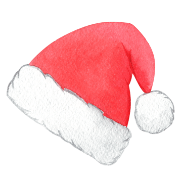 watercolor red santa hat isolated png