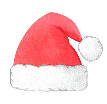 watercolor red santa claus hat isolated png