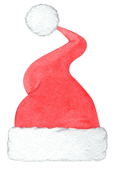 watercolor santa red hat isolated png