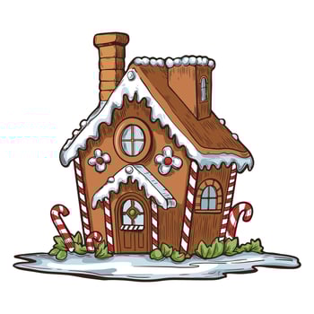 line art of a gingerbread house, perfect for Christmas and holiday designs vector