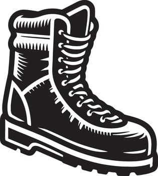 Ski boot silhouette on white background. vector