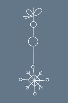 Snowflake with a rhombus on a string. Color clipart illustration. vector