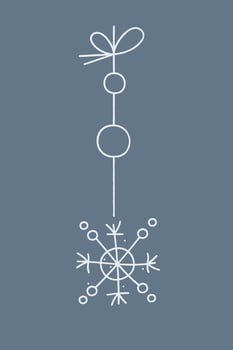 Snowflake with circles on a string. Color clipart illustration. vector