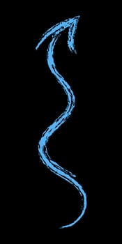 Curling up arrow color. Chalk hand drawn arrow. vector