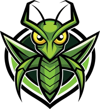 A green insect mascot with a large head and yellow eyes vector