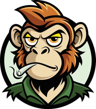 A cartoon monkey with a cigarette in his mouth vector