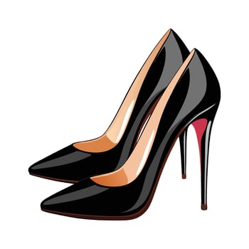 Stiletto Heels Illustration - Black Leather Footwear Design with Transparent Background vector