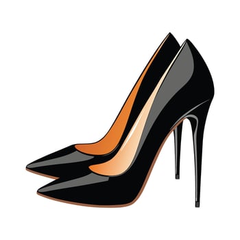 Black Stiletto Heels - Elegant Leather Footwear Illustration with Transparent Background for Fashion and Style Art vector