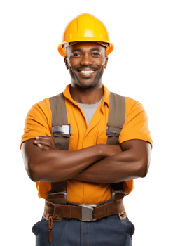 African American Construction Worker Crossed Arms Isolated on Transparent Background png